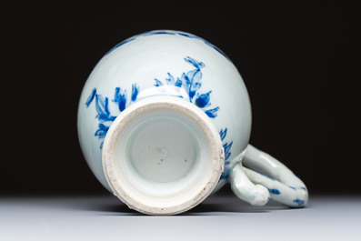 A Chinese blue and white 'Floral' jug, Transitional period