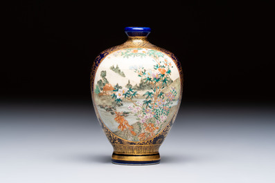 A fine Japanese Satsuma vase, Kinkozan 錦光山 mark, Meiji, 19th C.