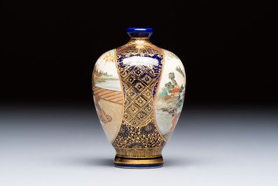 A fine Japanese Satsuma vase, Kinkozan 錦光山 mark, Meiji, 19th C.