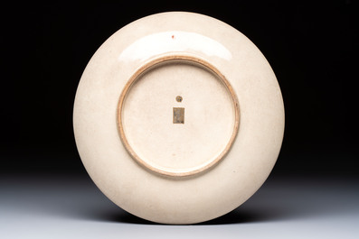 A fine Japanese Satsuma 'Samurai' plate, Meigyokuzan 明玉山 mark, Meiji, 19th C.