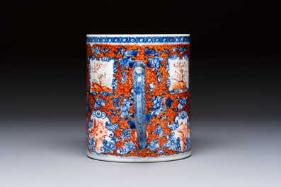 A Chinese famille rose 'Chui Xiao Yin Feng 吹簫引鳳' plate and a Canton famille rose tankard with figural design, Yongzheng/Qianlong