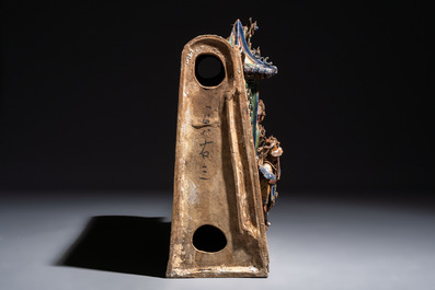 A large and fine Chinese polychrome-glazed Shiwan stoneware group of immortals, 19th C.