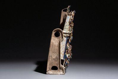 A large and fine Chinese polychrome-glazed Shiwan stoneware group of immortals, 19th C.