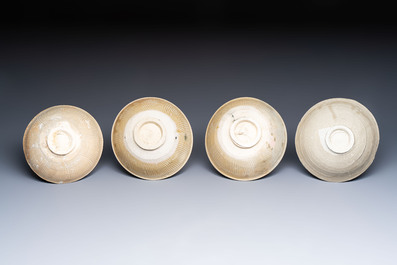 A group of 12 Chinese celadon-glazed bowls with incised floral design from the Jepara shipwreck, Fujian kilns, Song