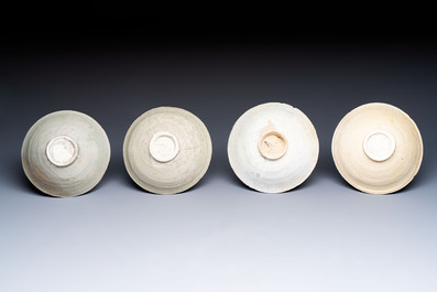 A group of 12 Chinese celadon-glazed bowls with incised floral design from the Jepara shipwreck, Fujian kilns, Song