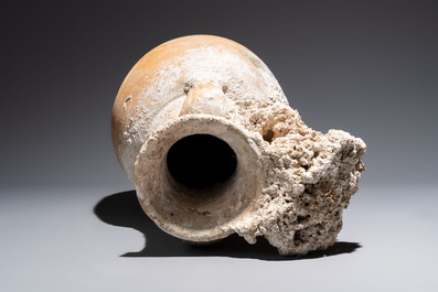 A Roman pottery fish oil or wine transport amphora with marine encrustation, South of Spain, 1st C. B.C./1st C.