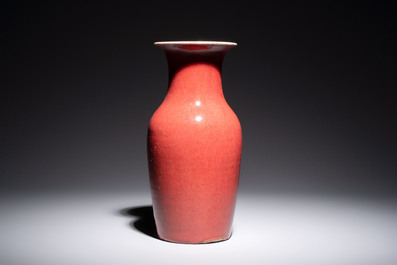 A Chinese monochrome sang-de-boeuf vase, 19th C.