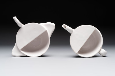 Seven white-glazed Delft or French faience feeding cups or 'Canards de Malade', 19th C.