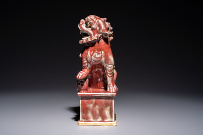 A Chinese copper-red-glazed Buddhist lion, 19th C.