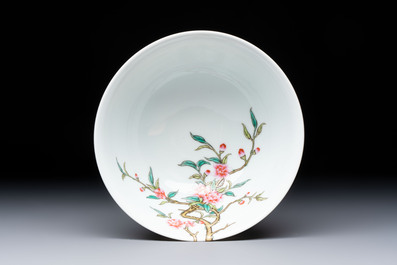 A Chinese falangcai 'Birds and Peonies' bowl, Yongzheng mark, Republic