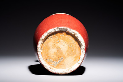 A Chinese monochrome sang-de-boeuf vase, 19th C.