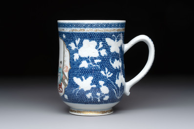 A Chinese Canton famille rose 'Mandarin Subject' tankard, Qianlong