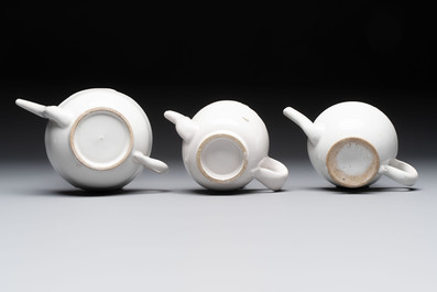 Seven white-glazed Delft or French faience feeding cups or 'Canards de Malade', 19th C.