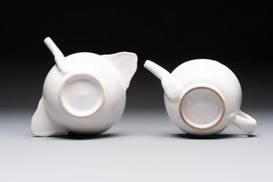 Seven white-glazed Delft or French faience feeding cups or 'Canards de Malade', 19th C.