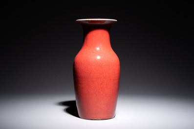 A Chinese monochrome sang-de-boeuf vase, 19th C.