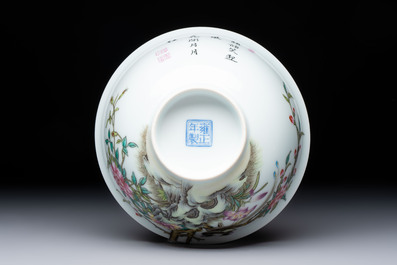 A Chinese falangcai 'Birds and Peonies' bowl, Yongzheng mark, Republic