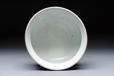 A Chinese blue and white censer depicting two sages in a mountainous landscape, Kangxi