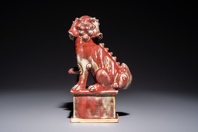 A Chinese copper-red-glazed Buddhist lion, 19th C.