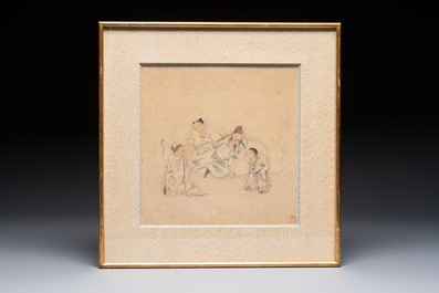 Three Chinese school paintings, ink and colour on silk and paper, signed Cui Feng 崔鳯, Wang Tingrong 王廷榕, Sushi 苏氏 seal mark, 19/20th C.