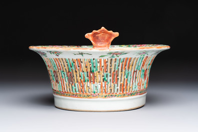 A Chinese Canton famille rose reticulated basket on stand and a gilt-bronze-mounted bowl, 19th C.
