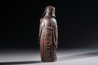 A large Chinese carved bamboo figure of Lu Xing, 19th C.