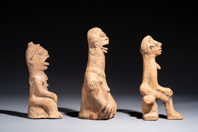 Three fine terracotta 'Komaland' figures, Ghana, 13/16th C.