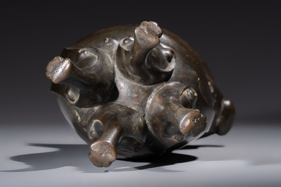 An unusual Chinese zoomorphic 'Mythical Beast' bronze vase, Kangxi