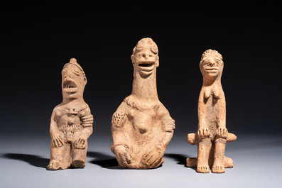 Three fine terracotta 'Komaland' figures, Ghana, 13/16th C.