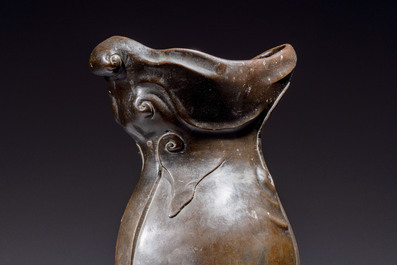 An unusual Chinese zoomorphic 'Mythical Beast' bronze vase, Kangxi