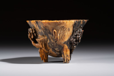 A Chinese soapstone libation cup, 18/19th C.