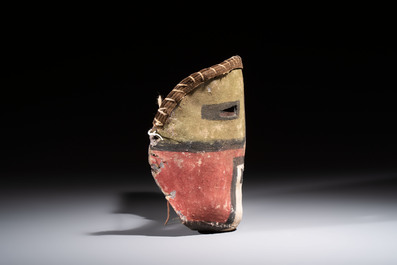 A rare Hopi leather Tuma Uyim Kachina mask, Arizona, Southwest United States, early 20th C.