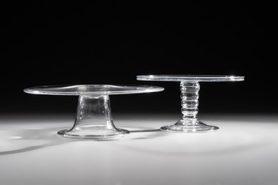 Two glass pedestal tazze, England, 18th C.