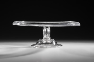 A large glass pedestal tazza, England, 18th C.