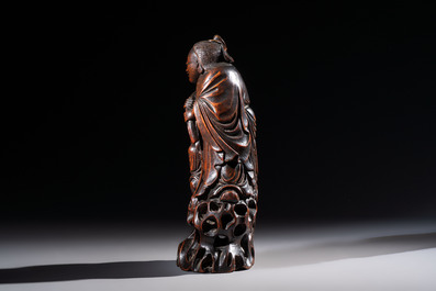 A large Chinese carved bamboo 'Hehe Erxian' group, 18th C.