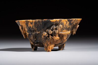 A Chinese soapstone libation cup, 18/19th C.