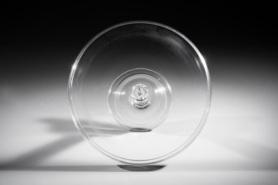 A large glass pedestal tazza, England, 18th C.