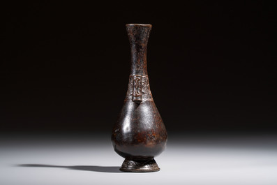 A Chinese bronze arrow vase, touhu, Yuan