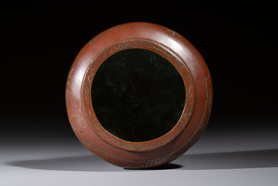 A Chinese or Vietnamese silver-inlaid bronze 'Fu Lu Shou' tripod censer,  Xuande mark, 19th C.