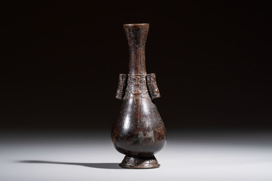 A Chinese bronze arrow vase, touhu, Yuan