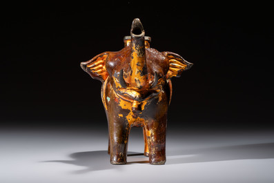 A Vietnamese gilt-lacquered bronze 'Elephant' ewer, 19th C.