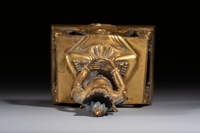 A Sino-Tibetan gilt-bronze figure of Buddha Amitayus, inscribed, Qianlong