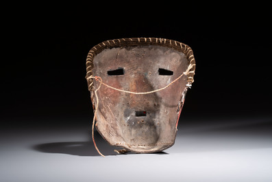 A rare Hopi leather Tuma Uyim Kachina mask, Arizona, Southwest United States, early 20th C.