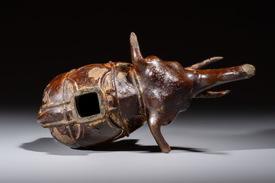 A Vietnamese gilt-lacquered bronze 'Elephant' ewer, 19th C.