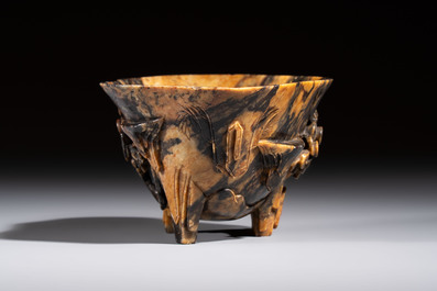 A Chinese soapstone libation cup, 18/19th C.