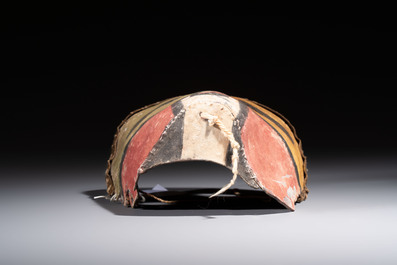 A rare Hopi leather Tuma Uyim Kachina mask, Arizona, Southwest United States, early 20th C.