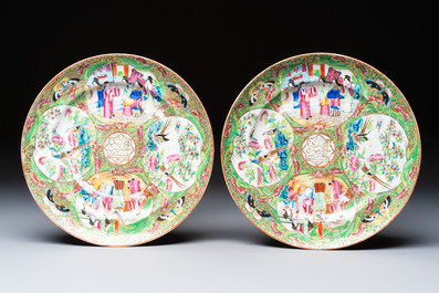 Three Chinese Canton famille rose plates for the Islamic market, 19th C.