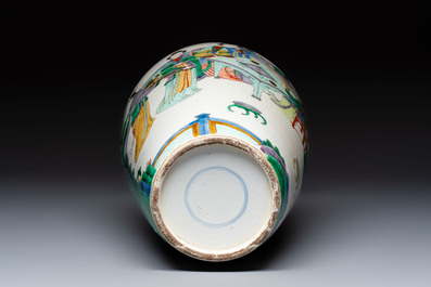 A Chinese famille verte 'Court Ladies' vase, 19th C.