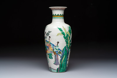 A Chinese famille verte 'Court Ladies' vase, 19th C.