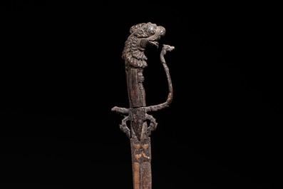 A Sinhalese steel kastane sword with a horn hilt, Sri Lanka, 19th C.