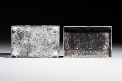 A Korean silver and iron covered box with auspicious motifs, Joseon, 19th C.